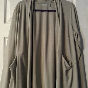 LOGO Beige Open Front Cardigan